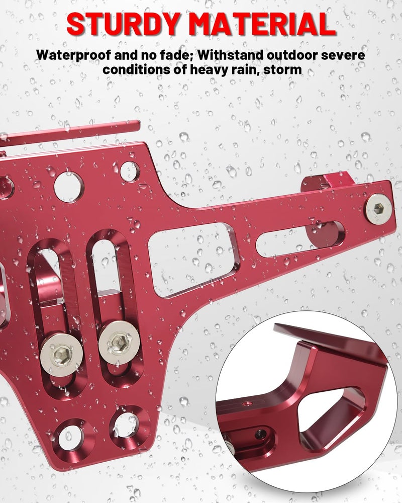 MDPROMCP Universal Motorcycle Fender Eliminator With LED Light CNC Aluminum License Plate Bracket (Red) - Image 3